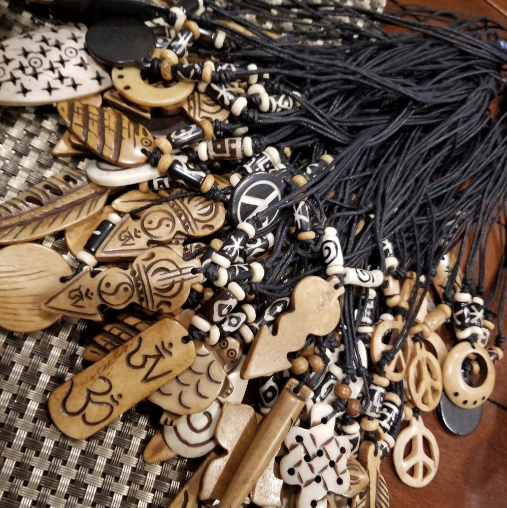 50+Handcrafted Bone necklaces. Wholesale.